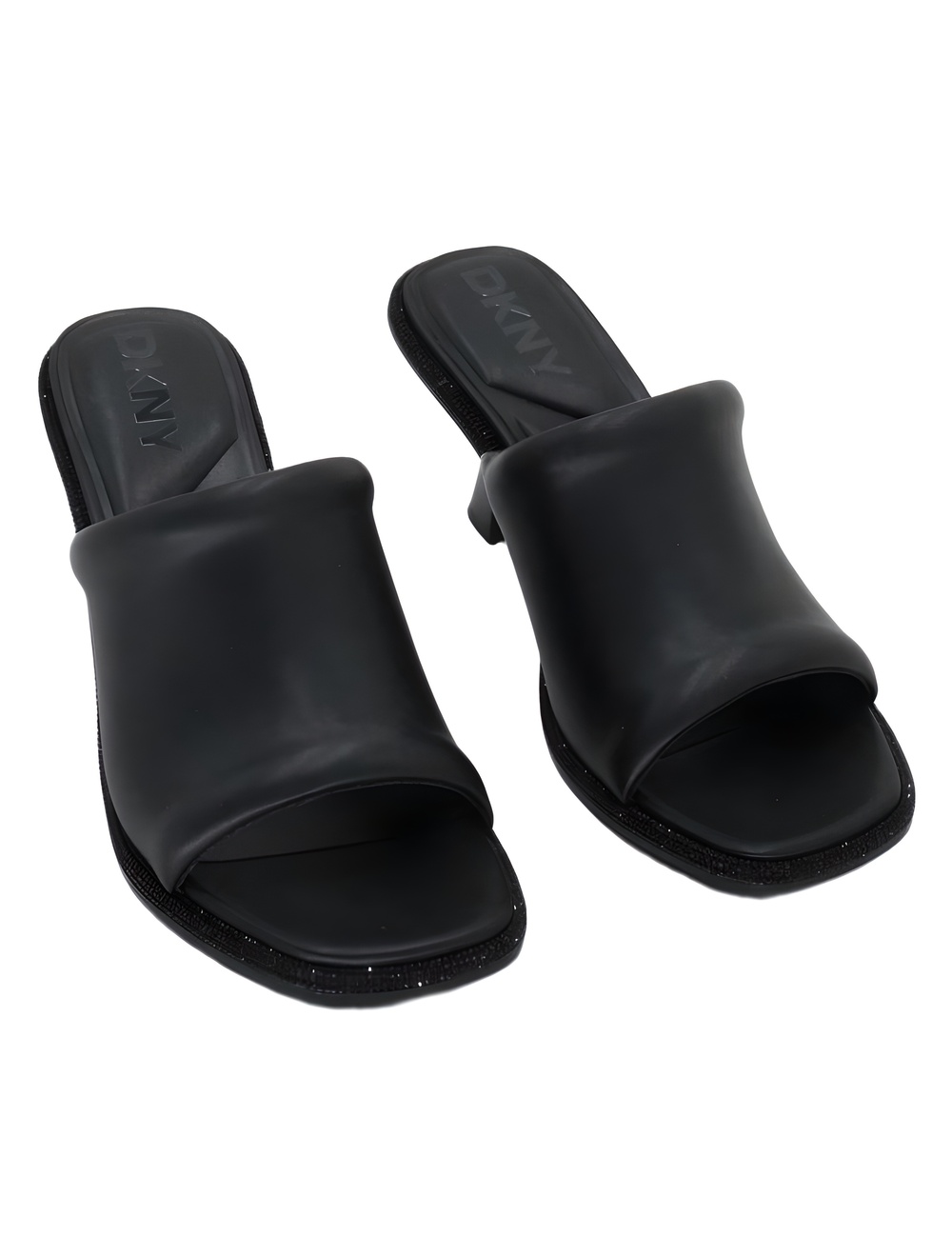 DKNY Womens Reading Black Padded Slide Sandal Mules 2.5 Heel Size 8